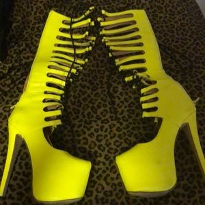 Neon yellow stilettos